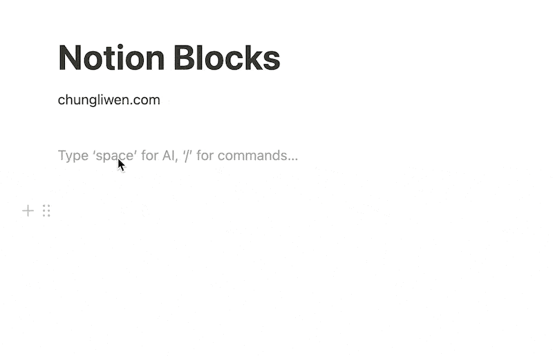 Using a Notion blocks to create a page